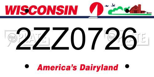 2ZZ0726 Wisconsin License Plate