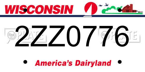 2ZZ0776 Wisconsin License Plate