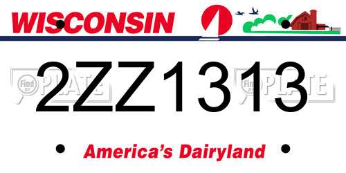2ZZ1313 Wisconsin License Plate