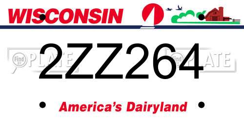 2ZZ264 Wisconsin License Plate