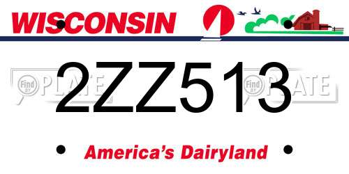 2ZZ513 Wisconsin License Plate