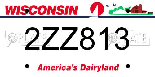 2ZZ813 Wisconsin License Plate