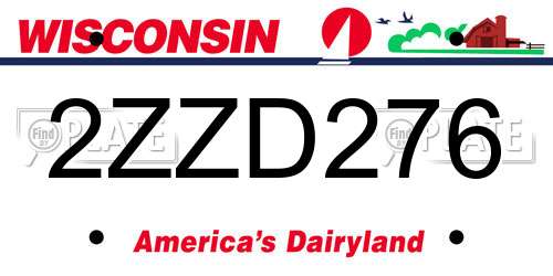 2ZZD276 Wisconsin License Plate