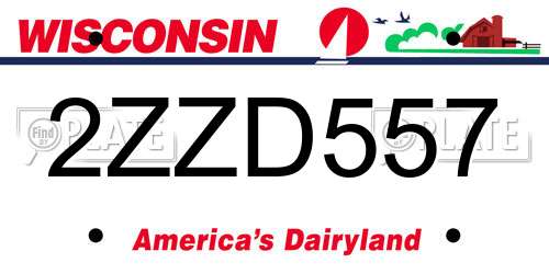2ZZD557 Wisconsin License Plate