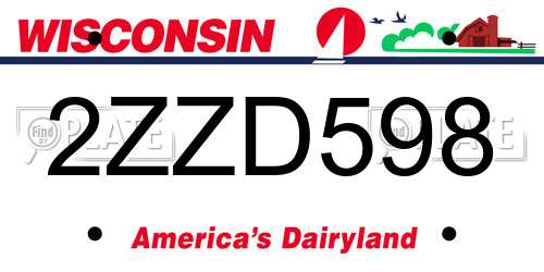 2ZZD598 Wisconsin License Plate