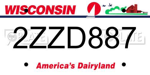 2ZZD887 Wisconsin License Plate