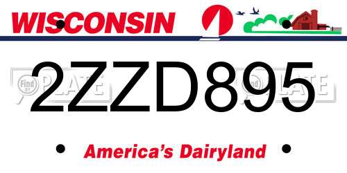 2ZZD895 Wisconsin License Plate
