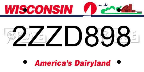 2ZZD898 Wisconsin License Plate