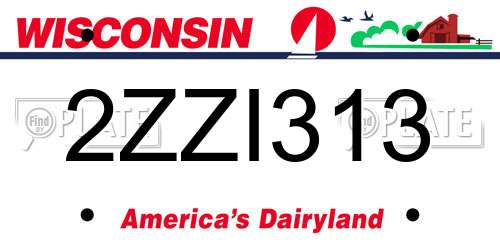 2ZZI313 Wisconsin License Plate