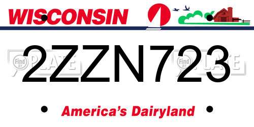 2ZZN723 Wisconsin License Plate