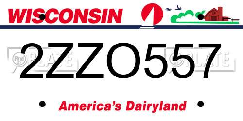 2ZZO557 Wisconsin License Plate