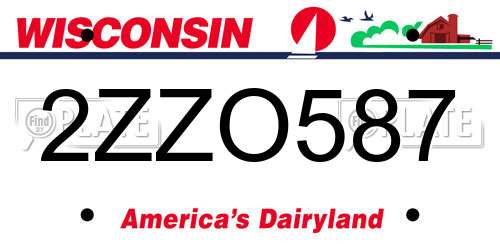 2ZZO587 Wisconsin License Plate