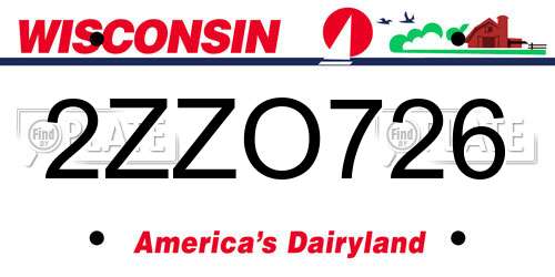 2ZZO726 Wisconsin License Plate