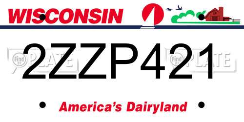2ZZP421 Wisconsin License Plate