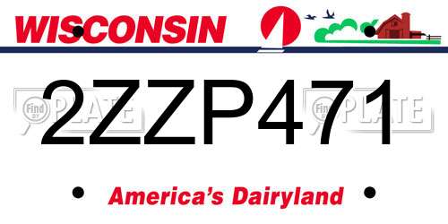 2ZZP471 Wisconsin License Plate