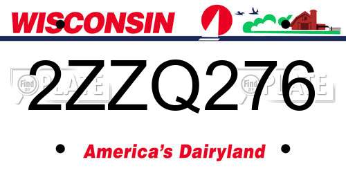 2ZZQ276 Wisconsin License Plate