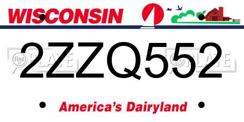 2ZZQ552 Wisconsin License Plate