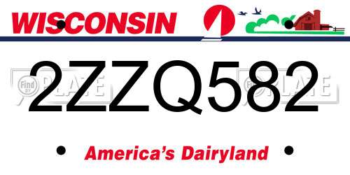2ZZQ582 Wisconsin License Plate