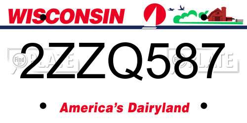 2ZZQ587 Wisconsin License Plate