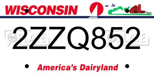 2ZZQ852 Wisconsin License Plate
