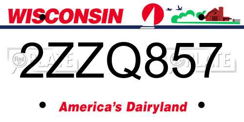 2ZZQ857 Wisconsin License Plate