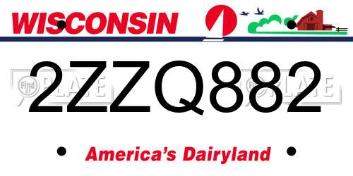 2ZZQ882 Wisconsin License Plate