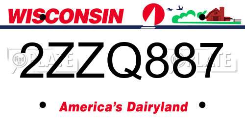 2ZZQ887 Wisconsin License Plate