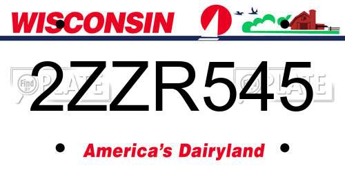 2ZZR545 Wisconsin License Plate