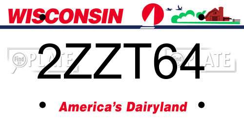 2ZZT64 Wisconsin License Plate