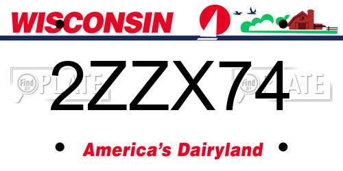 2ZZX74 Wisconsin License Plate