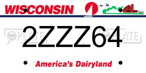 2ZZZ64 Wisconsin License Plate