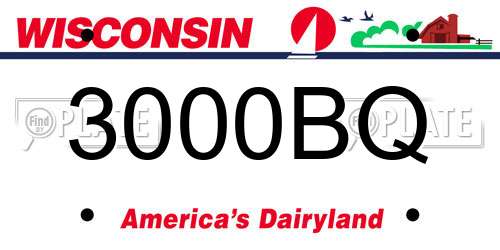 3000BQ Wisconsin License Plate