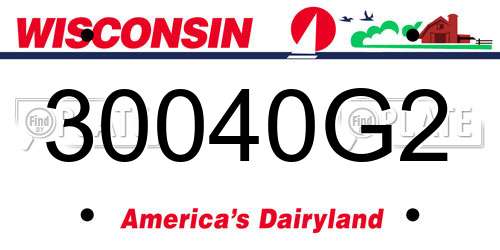 30040G2 Wisconsin License Plate