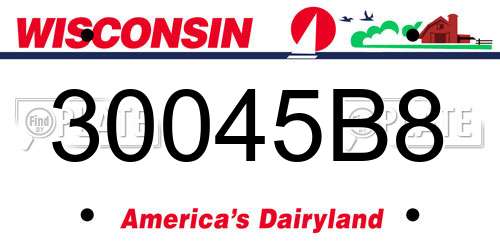 30045B8 Wisconsin License Plate