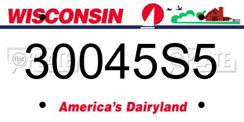 30045S5 Wisconsin License Plate