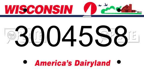 30045S8 Wisconsin License Plate