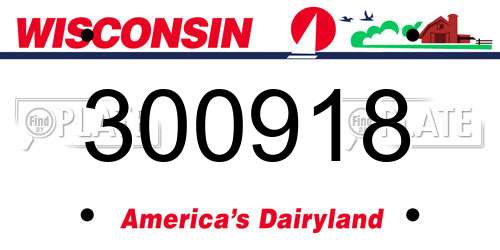 300918 Wisconsin License Plate