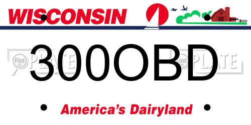 300OBD Wisconsin License Plate