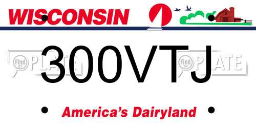 300VTJ Wisconsin License Plate