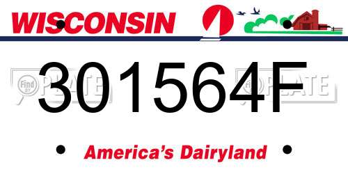 301564F Wisconsin License Plate