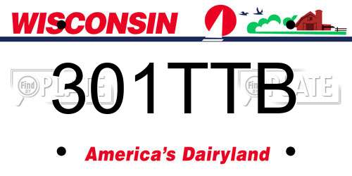 301TTB Wisconsin License Plate