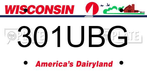 301UBG Wisconsin License Plate