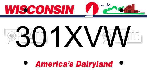 301XVW Wisconsin License Plate