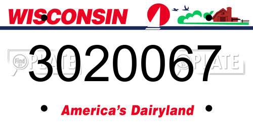 3020067 Wisconsin License Plate