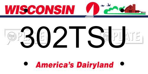 302TSU Wisconsin License Plate