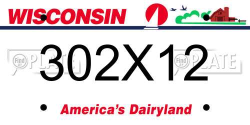 302X12 Wisconsin License Plate