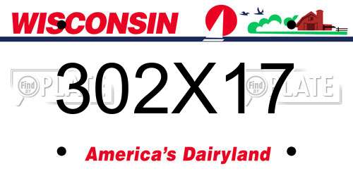 302X17 Wisconsin License Plate