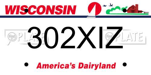 302XIZ Wisconsin License Plate