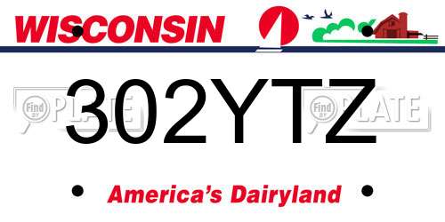 302YTZ Wisconsin License Plate