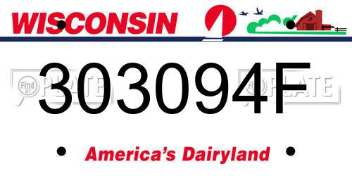 303094F Wisconsin License Plate